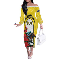 Personalised Melbourne Horse Racing Off The Shoulder Long Sleeve Dress The Race That Stops The Nation - Wonder Print Shop