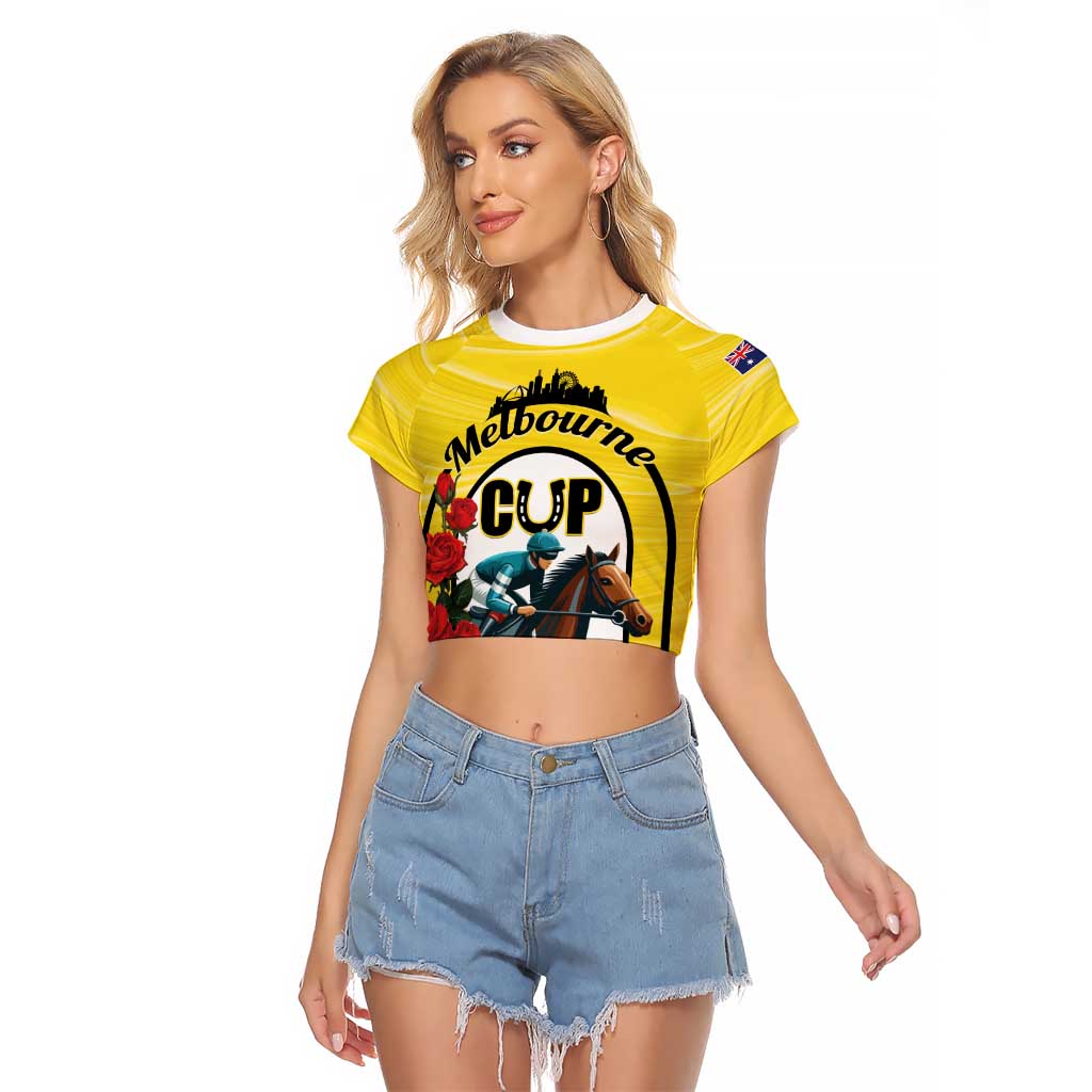 Personalised Melbourne Horse Racing Raglan Cropped T Shirt The Race That Stops The Nation - Wonder Print Shop