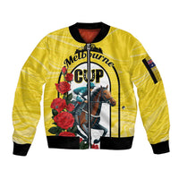 Personalised Melbourne Horse Racing Sleeve Zip Bomber Jacket The Race That Stops The Nation - Wonder Print Shop