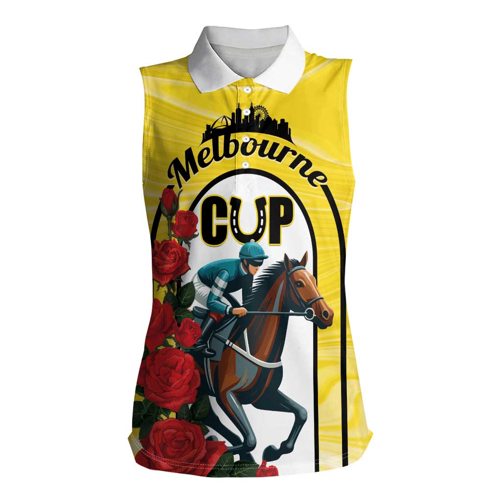 Personalised Melbourne Horse Racing Women Sleeveless Polo Shirt The Race That Stops The Nation - Wonder Print Shop
