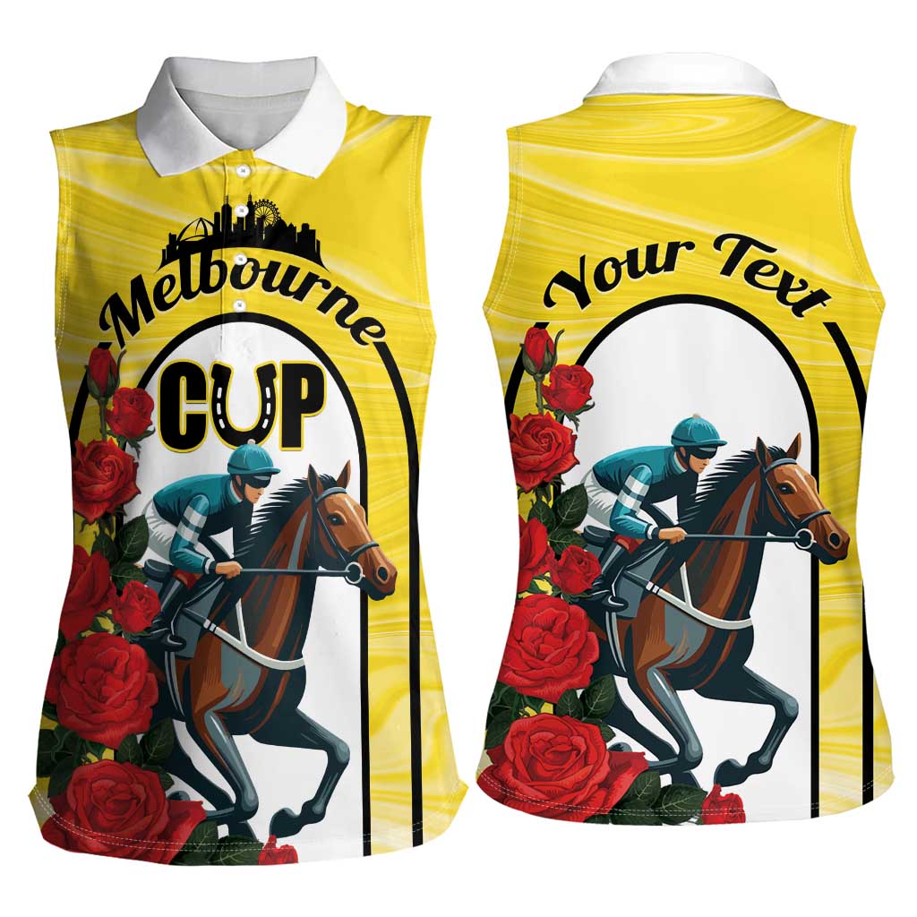 Personalised Melbourne Horse Racing Women Sleeveless Polo Shirt The Race That Stops The Nation - Wonder Print Shop