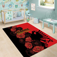 Albania Eagle Area Rug Red Poppy Flowers - Wonder Print Shop