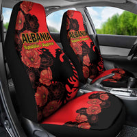 Albania Eagle Car Seat Cover Red Poppy Flowers - Wonder Print Shop