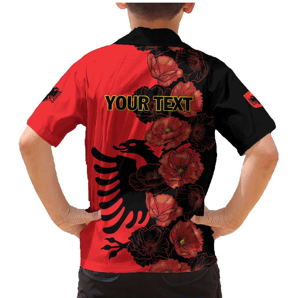 Personalised Albania Eagle Family Matching Mermaid Dress and Hawaiian Shirt Red Poppy Flowers - Wonder Print Shop