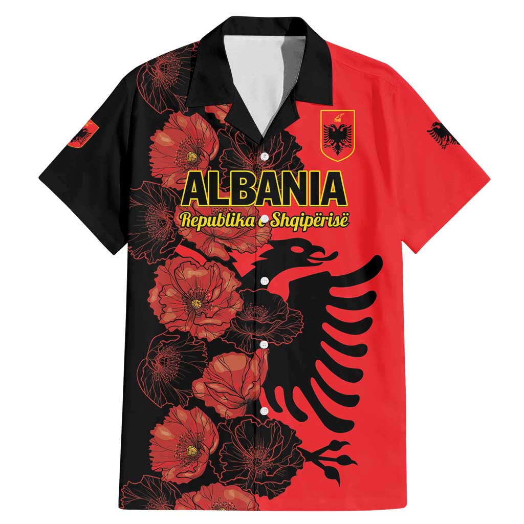 Personalised Albania Eagle Family Matching Mermaid Dress and Hawaiian Shirt Red Poppy Flowers - Wonder Print Shop