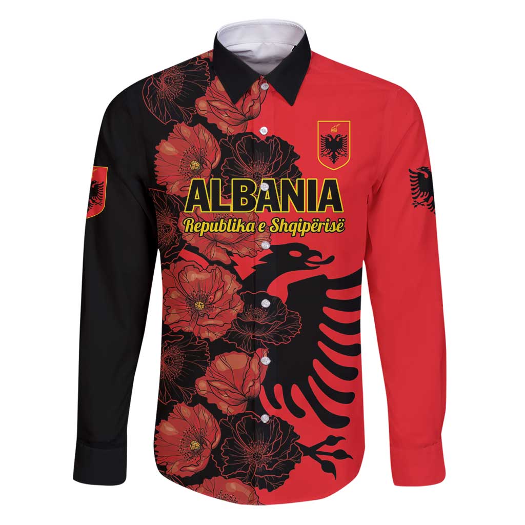 Personalised Albania Eagle Family Matching Puletasi and Hawaiian Shirt Red Poppy Flowers - Wonder Print Shop