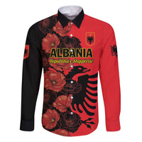 Personalised Albania Eagle Family Matching Puletasi and Hawaiian Shirt Red Poppy Flowers - Wonder Print Shop