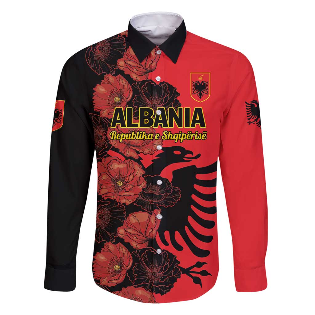 Personalised Albania Eagle Family Matching Summer Maxi Dress and Hawaiian Shirt Red Poppy Flowers - Wonder Print Shop