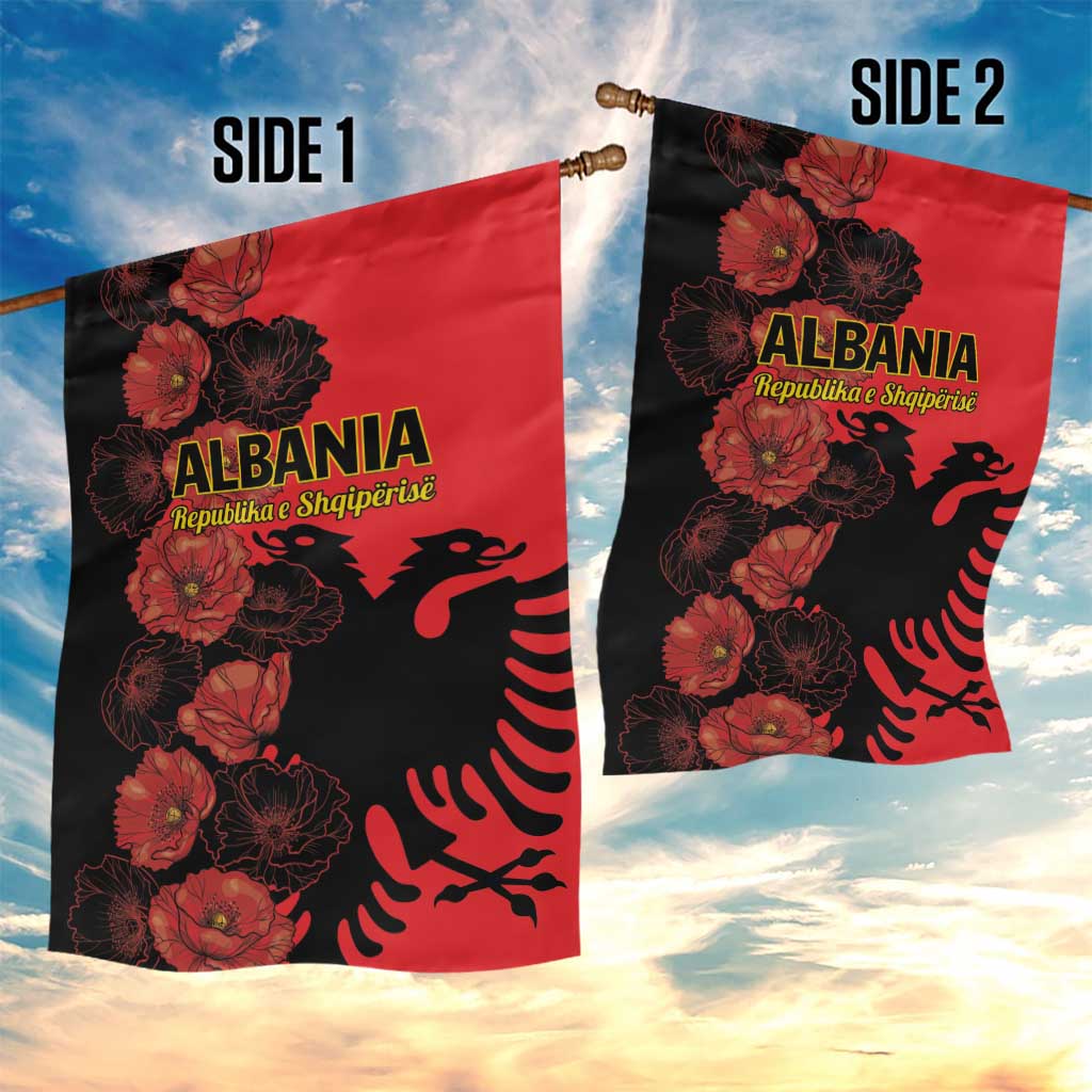 Albania Eagle Garden Flag Red Poppy Flowers - Wonder Print Shop