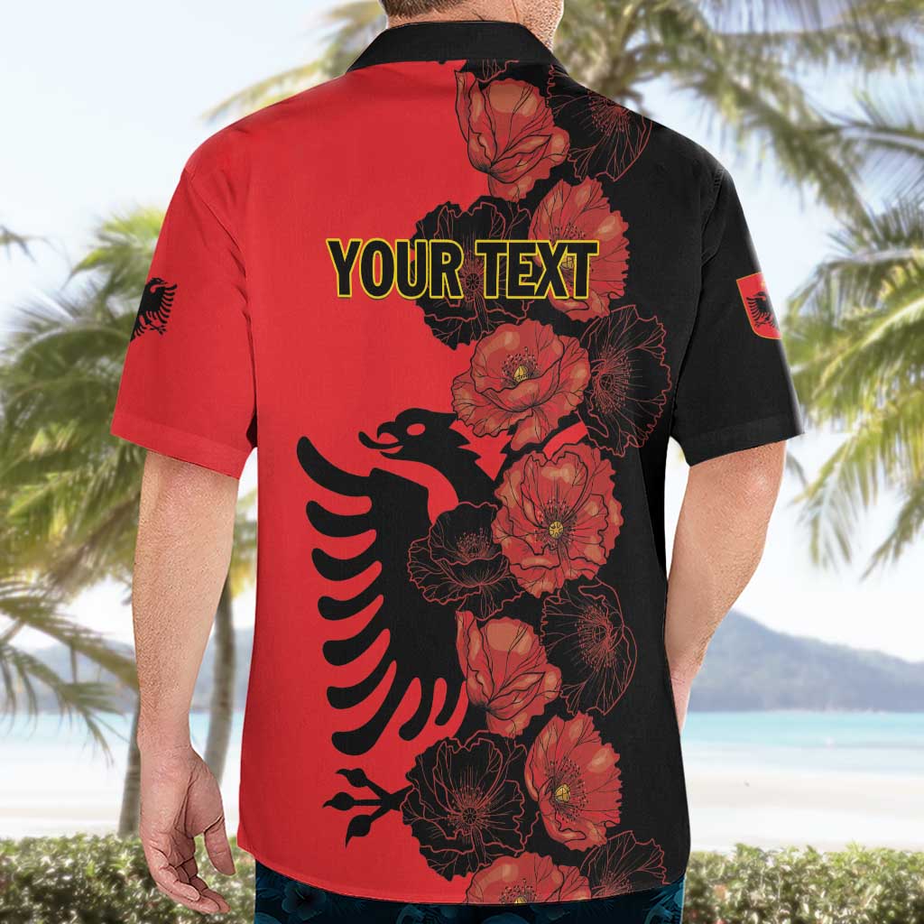 Personalised Albania Eagle Hawaiian Shirt Red Poppy Flowers - Wonder Print Shop