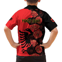 Personalised Albania Eagle Kid Hawaiian Shirt Red Poppy Flowers - Wonder Print Shop