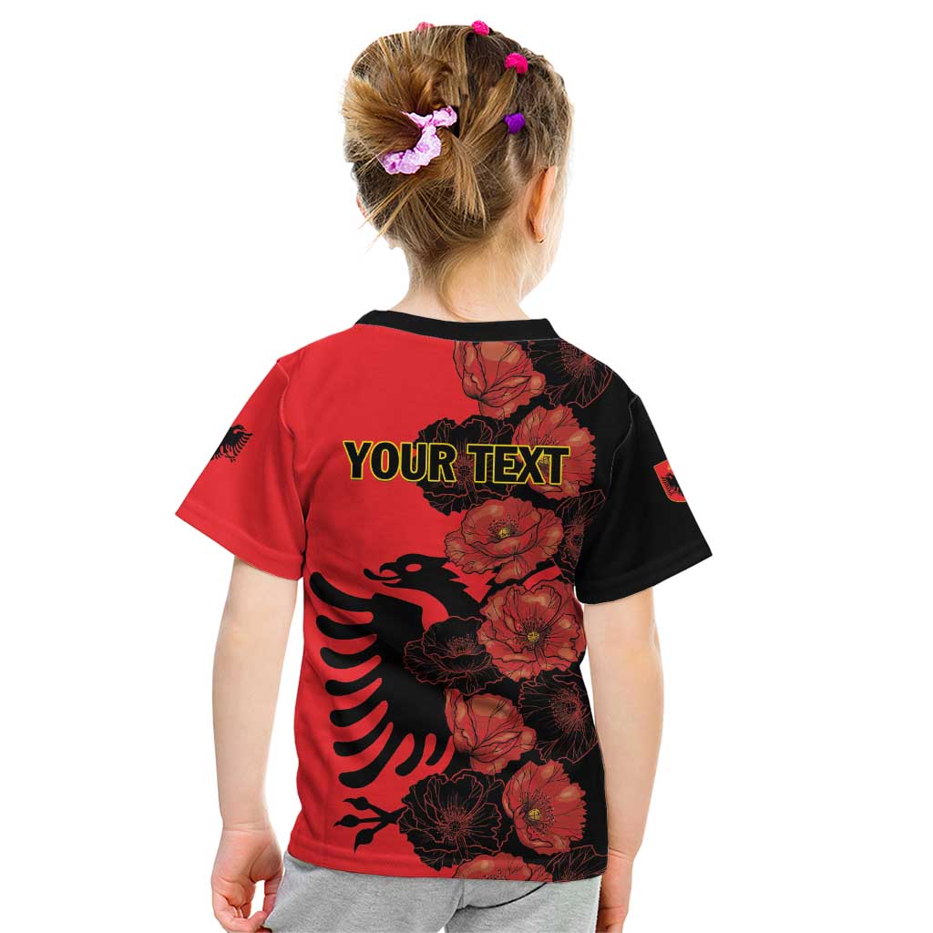 Personalised Albania Eagle Kid T Shirt Red Poppy Flowers - Wonder Print Shop