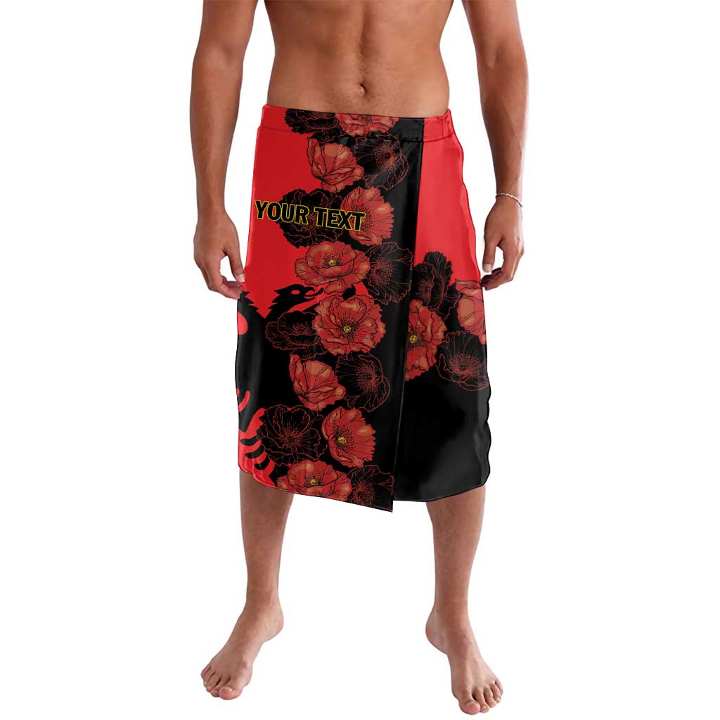 Personalised Albania Eagle Lavalava Red Poppy Flowers - Wonder Print Shop