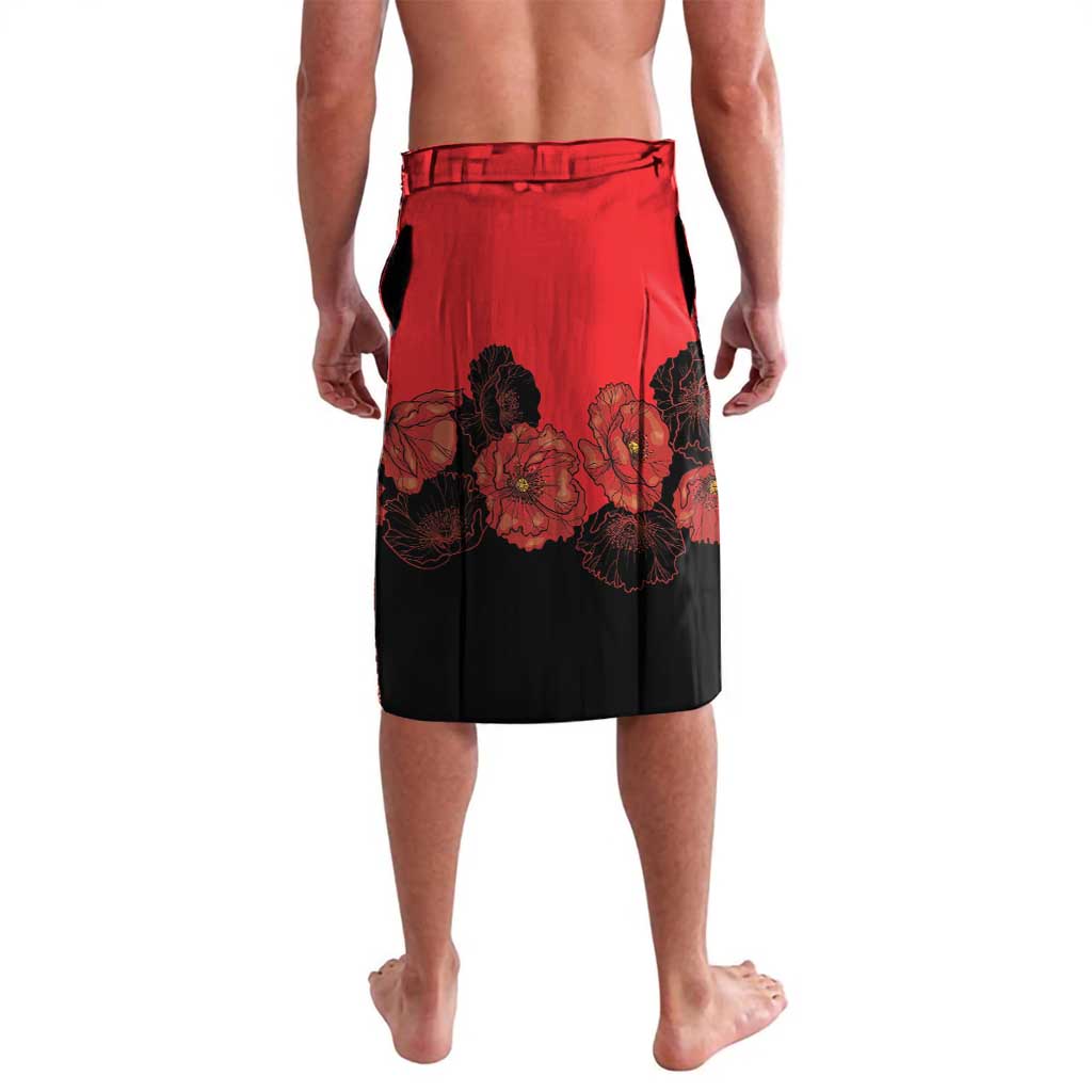 Personalised Albania Eagle Lavalava Red Poppy Flowers - Wonder Print Shop