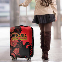 Albania Eagle Luggage Cover Red Poppy Flowers - Wonder Print Shop