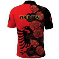 Personalised Albania Eagle Polo Shirt Red Poppy Flowers - Wonder Print Shop