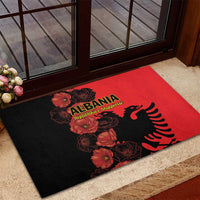 Albania Eagle Rubber Doormat Red Poppy Flowers - Wonder Print Shop