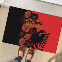 Albania Eagle Rubber Doormat Red Poppy Flowers - Wonder Print Shop