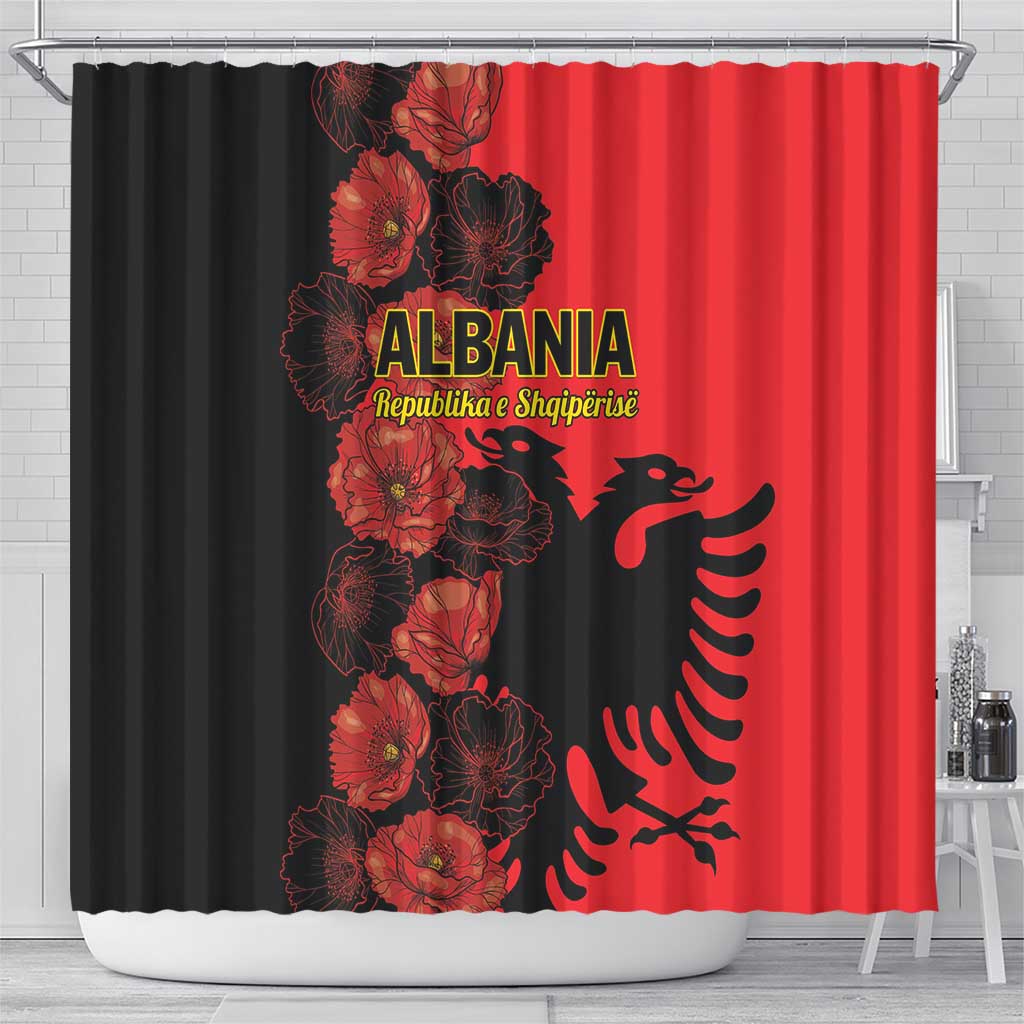 Albania Eagle Shower Curtain Red Poppy Flowers