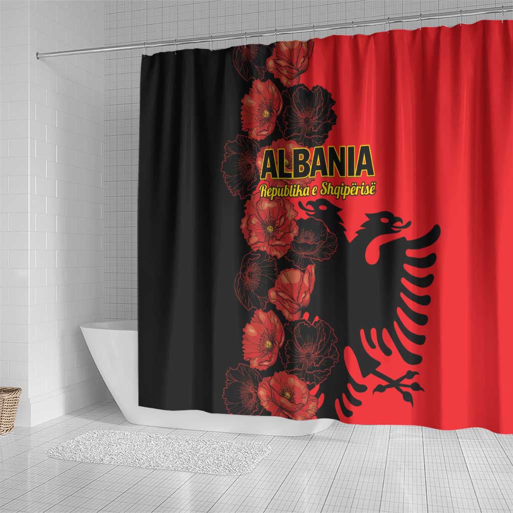 Albania Eagle Shower Curtain Red Poppy Flowers