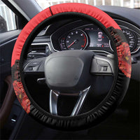 Albania Eagle Steering Wheel Cover Red Poppy Flowers - Wonder Print Shop