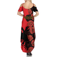 Personalised Albania Eagle Summer Maxi Dress Red Poppy Flowers - Wonder Print Shop