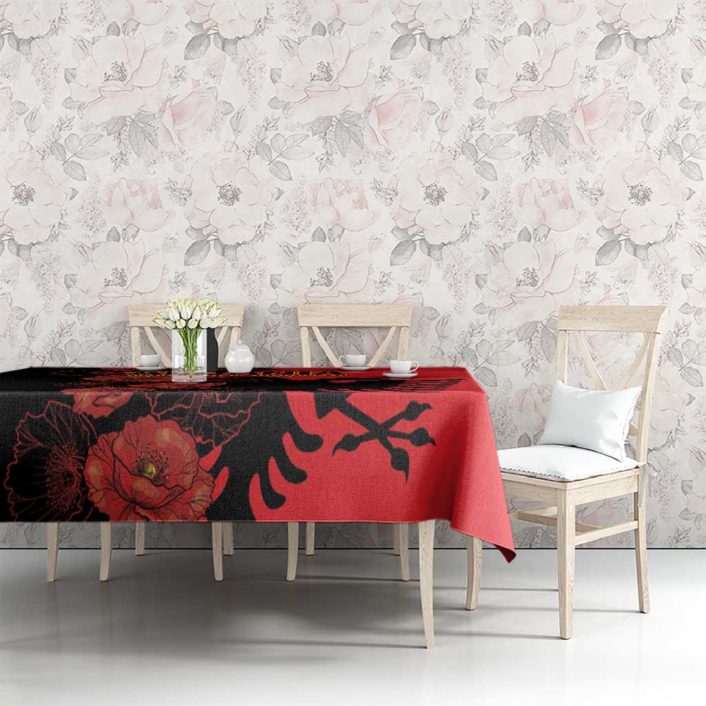 Albania Eagle Tablecloth Red Poppy Flowers - Wonder Print Shop