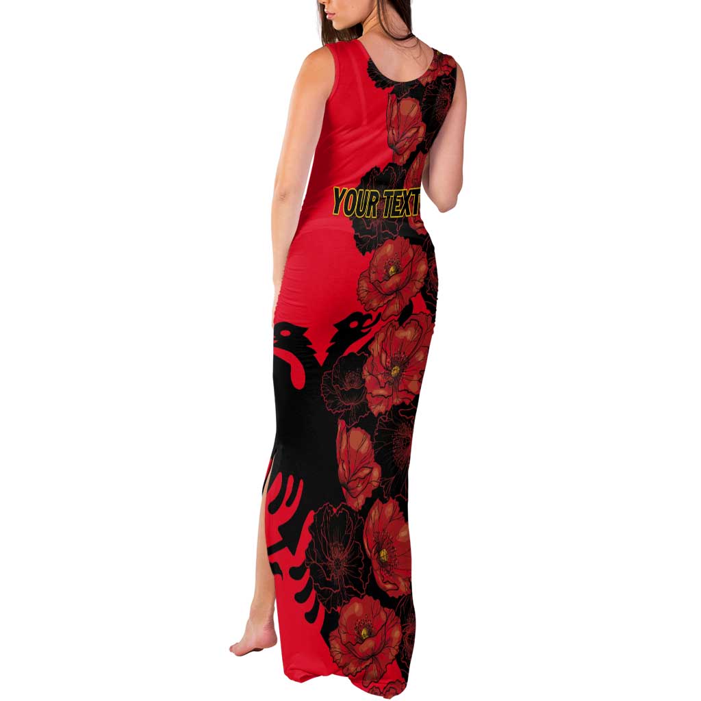 Personalised Albania Eagle Tank Maxi Dress Red Poppy Flowers - Wonder Print Shop