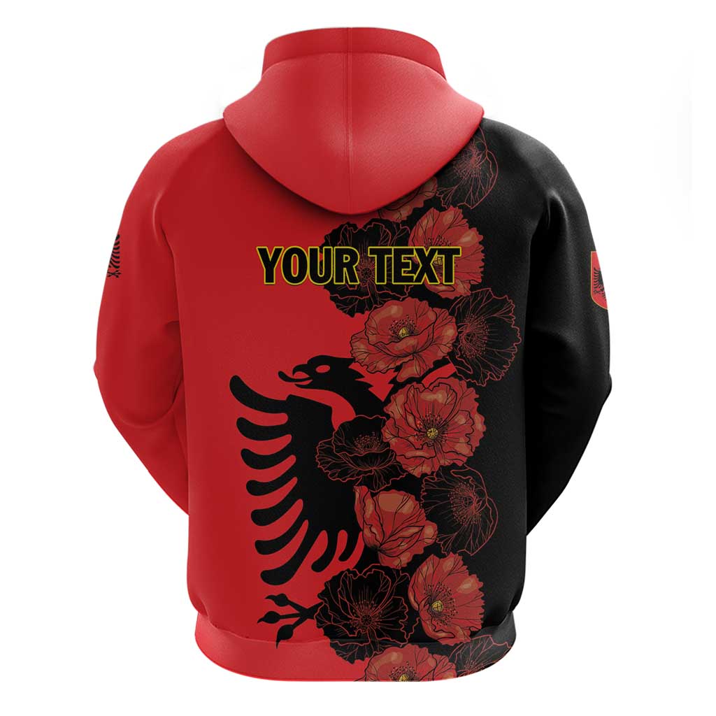 Personalised Albania Eagle Zip Hoodie Red Poppy Flowers - Wonder Print Shop