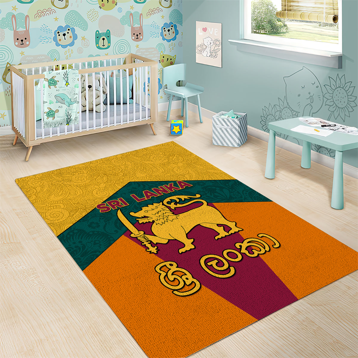 Sri Lanka Independence Day Area Rug Golden Lion Sinha Flag Style - Wonder Print Shop
