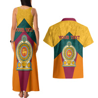 Sri Lanka Independence Day Couples Matching Tank Maxi Dress and Hawaiian Shirt Golden Lion Sinha Flag Style - Wonder Print Shop