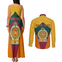 Sri Lanka Independence Day Couples Matching Tank Maxi Dress and Long Sleeve Button Shirt Golden Lion Sinha Flag Style - Wonder Print Shop