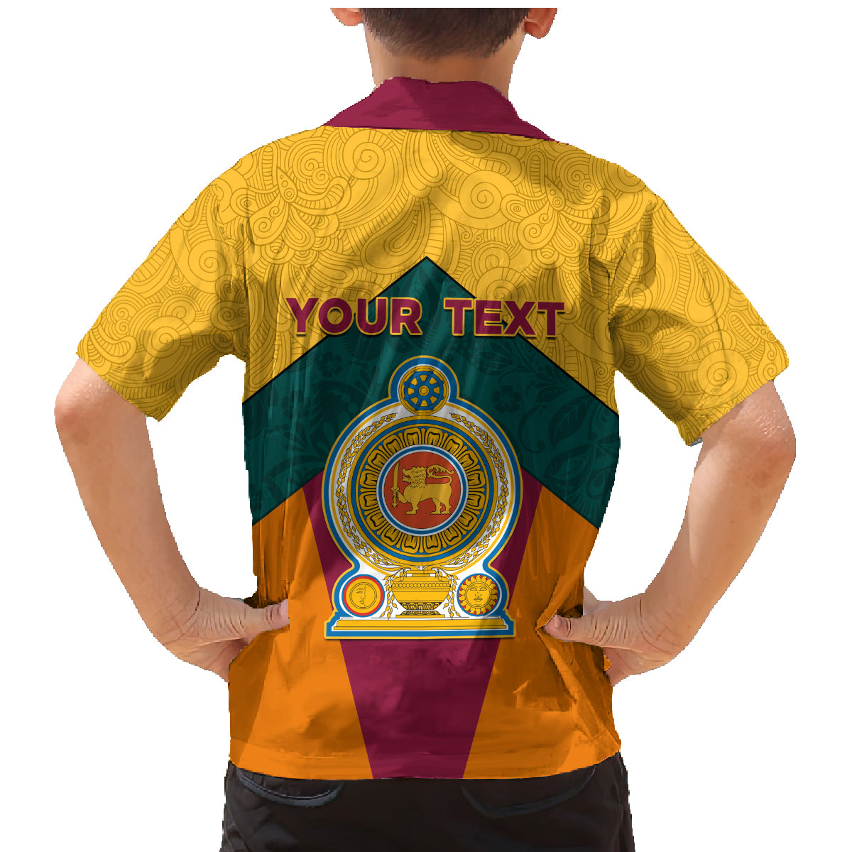 Sri Lanka Independence Day Family Matching Mermaid Dress and Hawaiian Shirt Golden Lion Sinha Flag Style - Wonder Print Shop