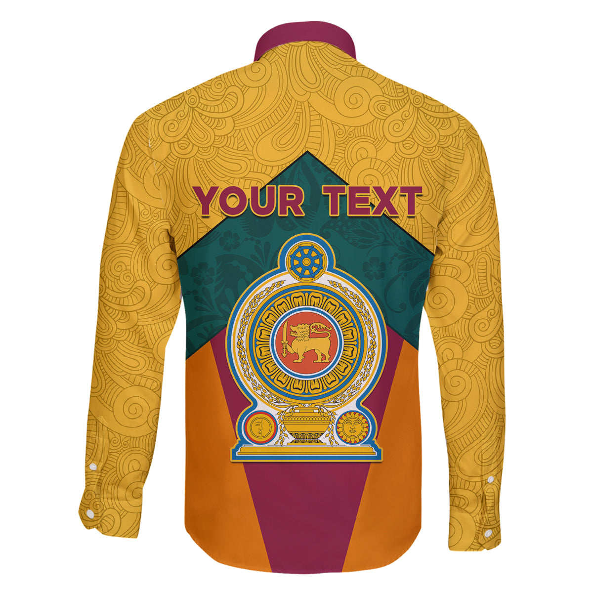 Sri Lanka Independence Day Family Matching Off Shoulder Long Sleeve Dress and Hawaiian Shirt Golden Lion Sinha Flag Style - Wonder Print Shop