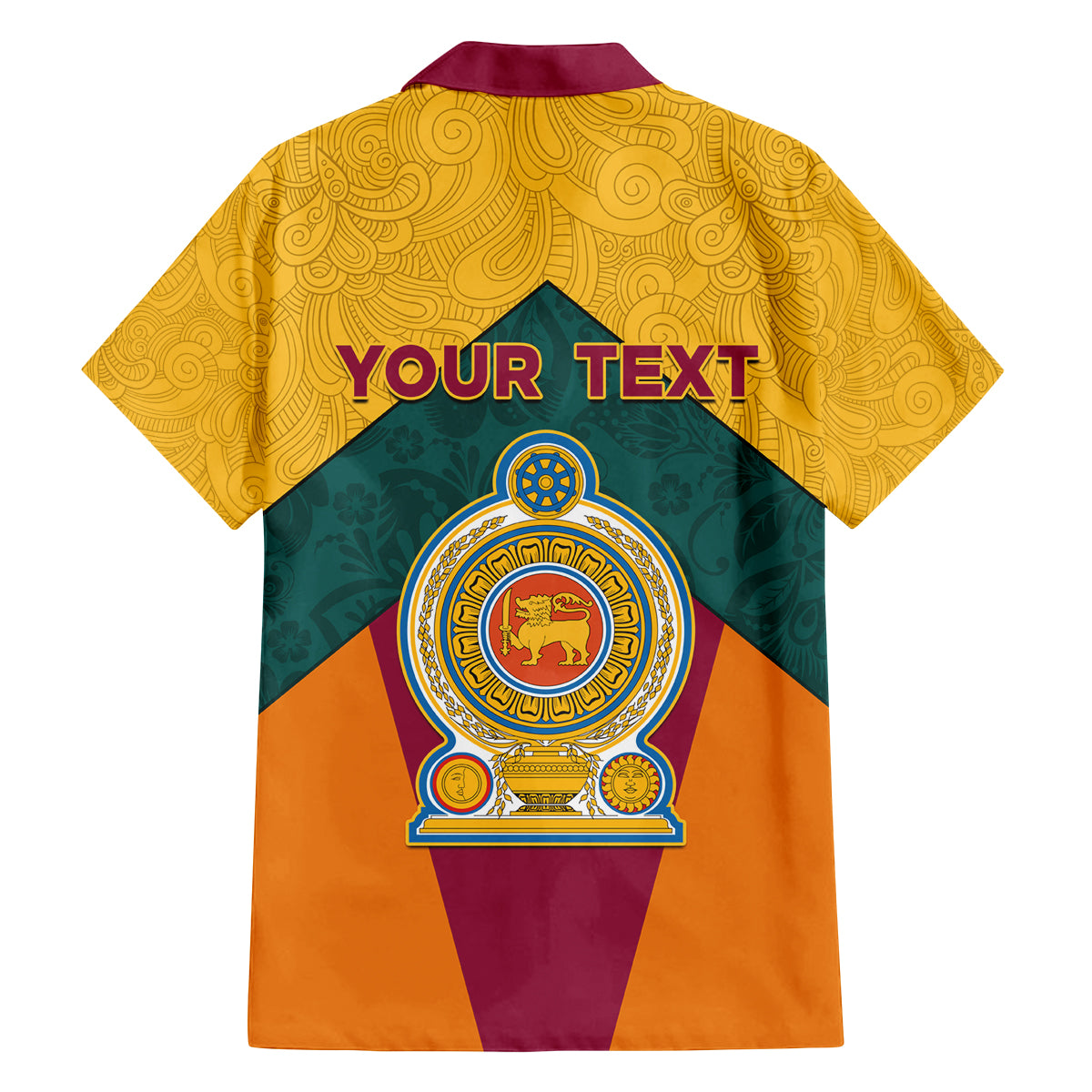 Sri Lanka Independence Day Family Matching Off Shoulder Short Dress and Hawaiian Shirt Golden Lion Sinha Flag Style - Wonder Print Shop