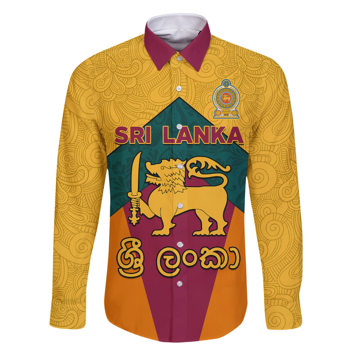 Sri Lanka Independence Day Family Matching Puletasi and Hawaiian Shirt Golden Lion Sinha Flag Style - Wonder Print Shop