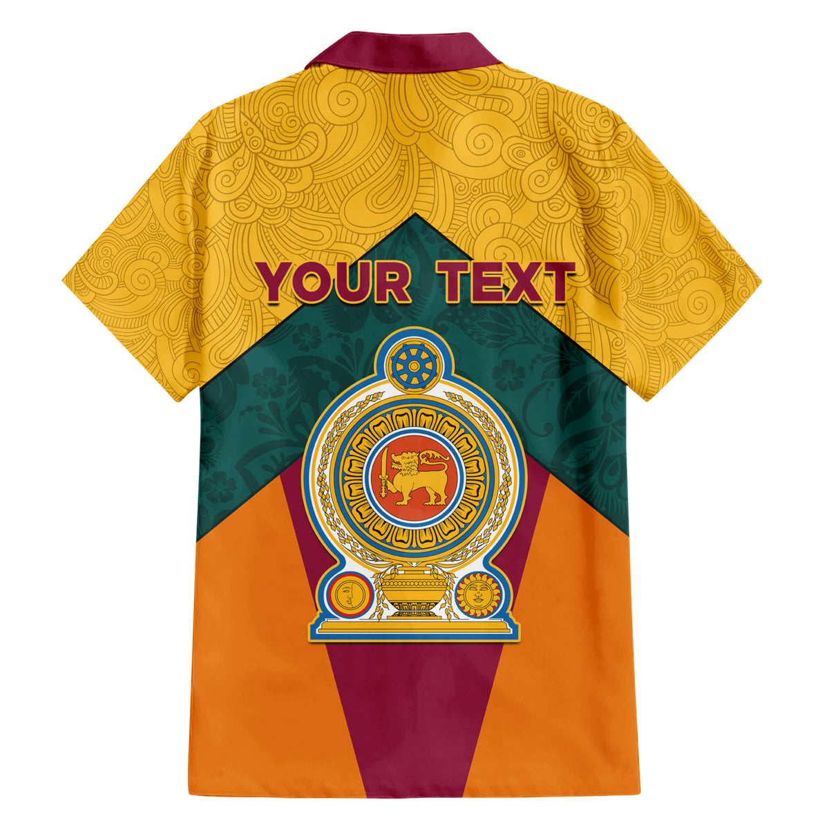 Sri Lanka Independence Day Family Matching Short Sleeve Bodycon Dress and Hawaiian Shirt Golden Lion Sinha Flag Style - Wonder Print Shop