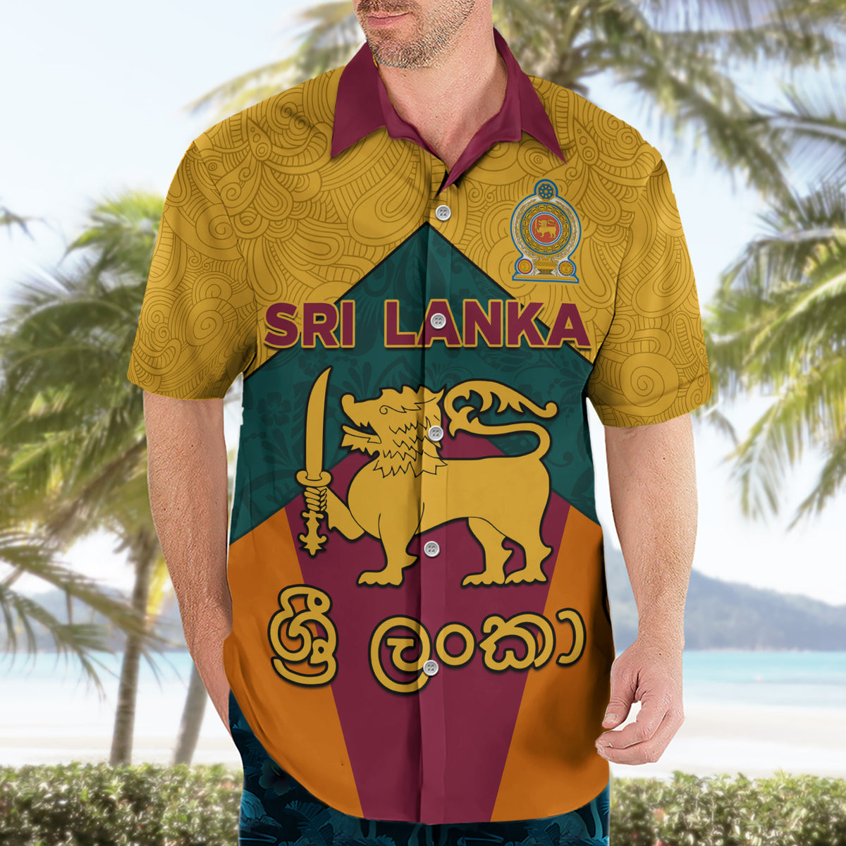 Sri Lanka Independence Day Hawaiian Shirt Golden Lion Sinha Flag Style - Wonder Print Shop