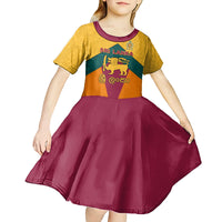Sri Lanka Independence Day Kid Short Sleeve Dress Golden Lion Sinha Flag Style - Wonder Print Shop