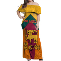 Sri Lanka Independence Day Off Shoulder Maxi Dress Golden Lion Sinha Flag Style - Wonder Print Shop