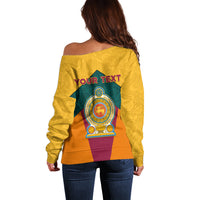 Sri Lanka Independence Day Off Shoulder Sweater Golden Lion Sinha Flag Style - Wonder Print Shop