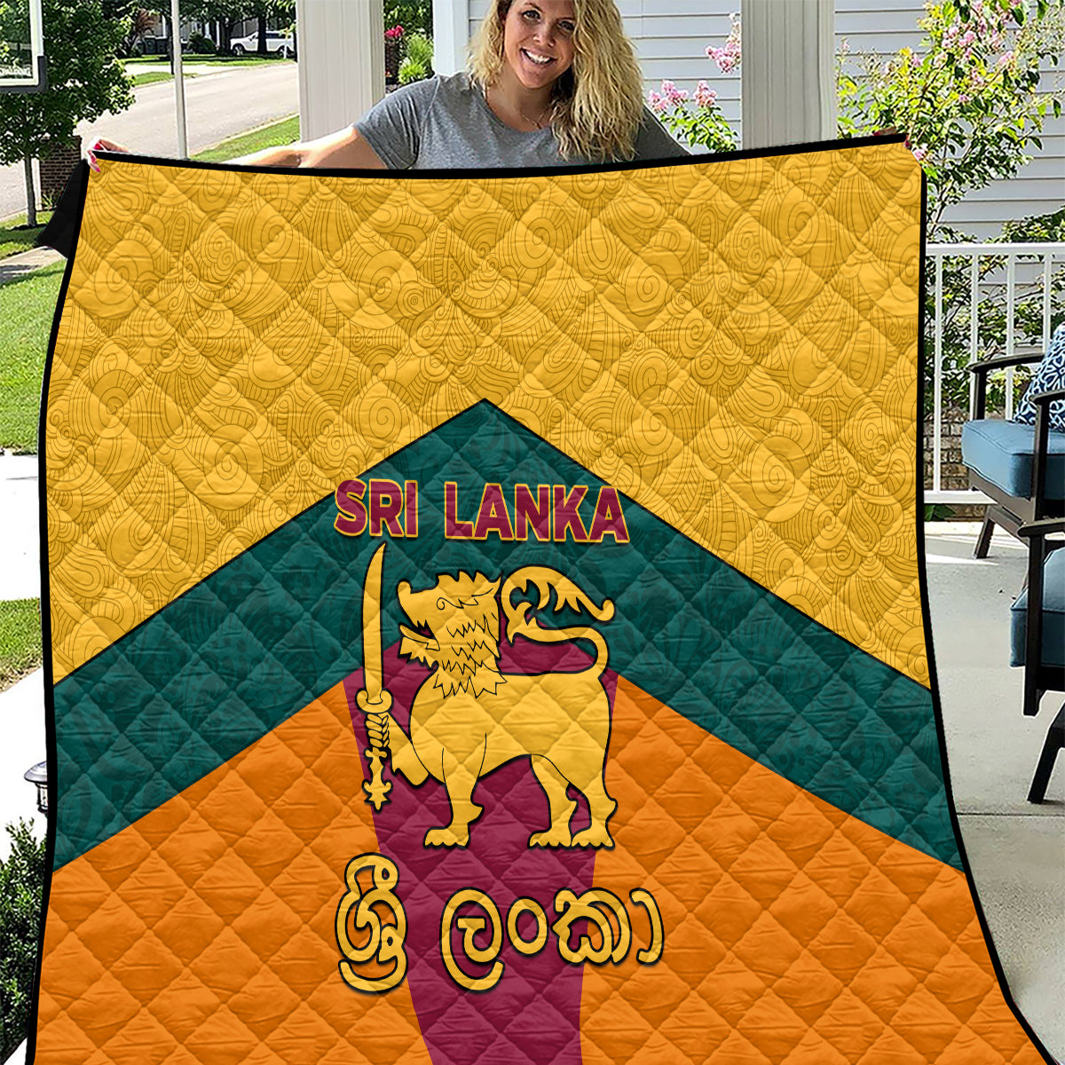 Sri Lanka Independence Day Quilt Golden Lion Sinha Flag Style - Wonder Print Shop
