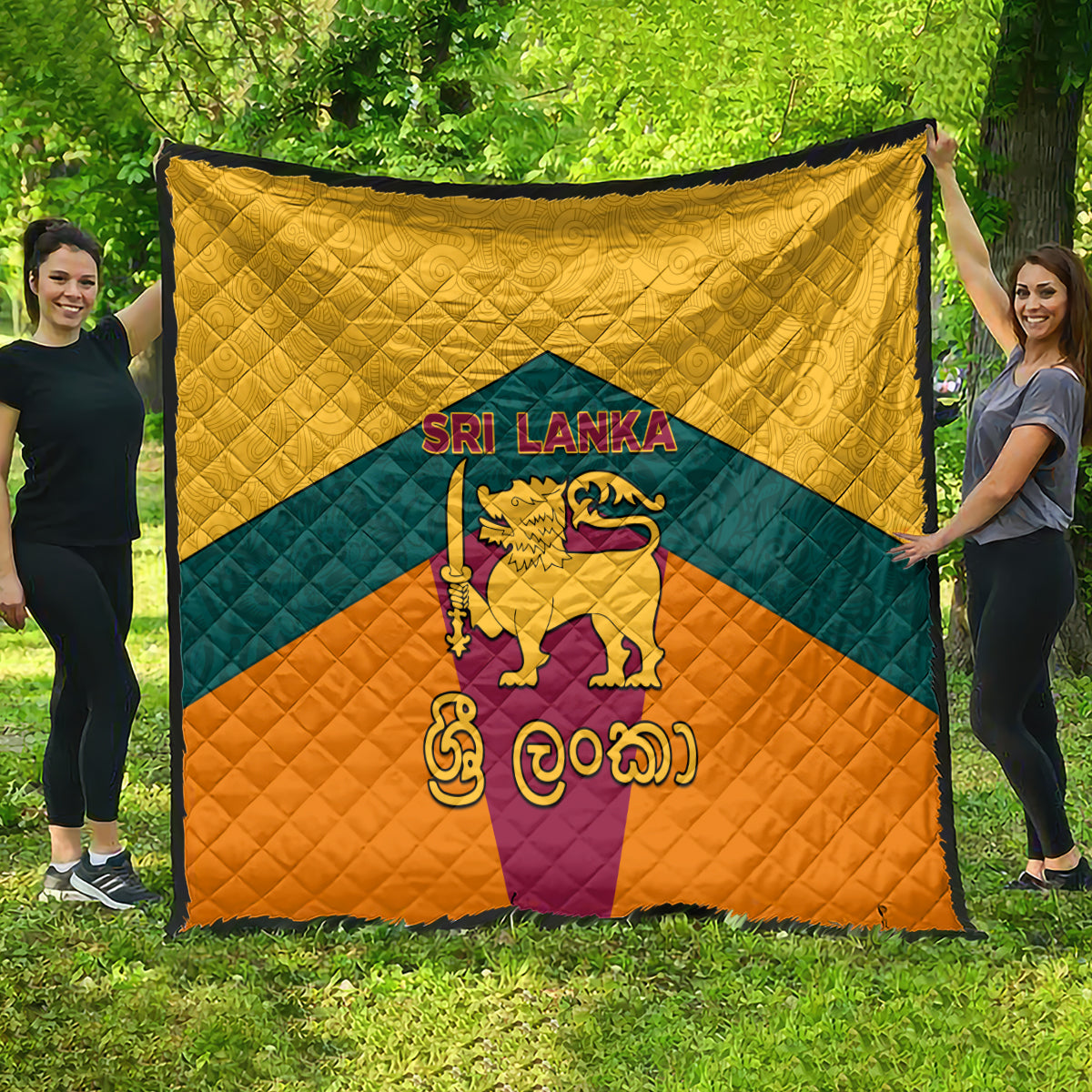 Sri Lanka Independence Day Quilt Golden Lion Sinha Flag Style - Wonder Print Shop