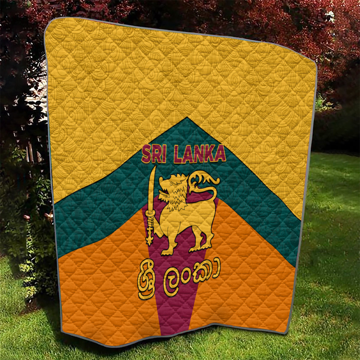 Sri Lanka Independence Day Quilt Golden Lion Sinha Flag Style - Wonder Print Shop
