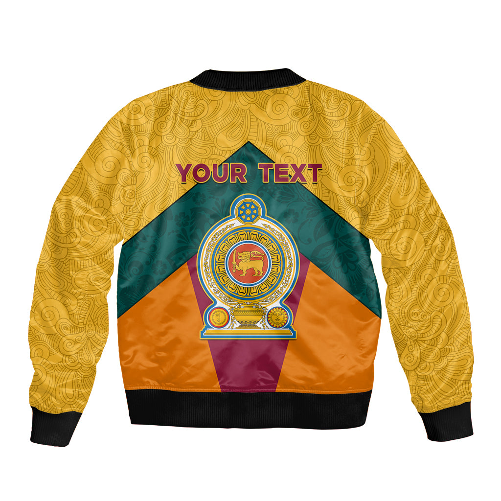Sri Lanka Independence Day Sleeve Zip Bomber Jacket Golden Lion Sinha Flag Style - Wonder Print Shop