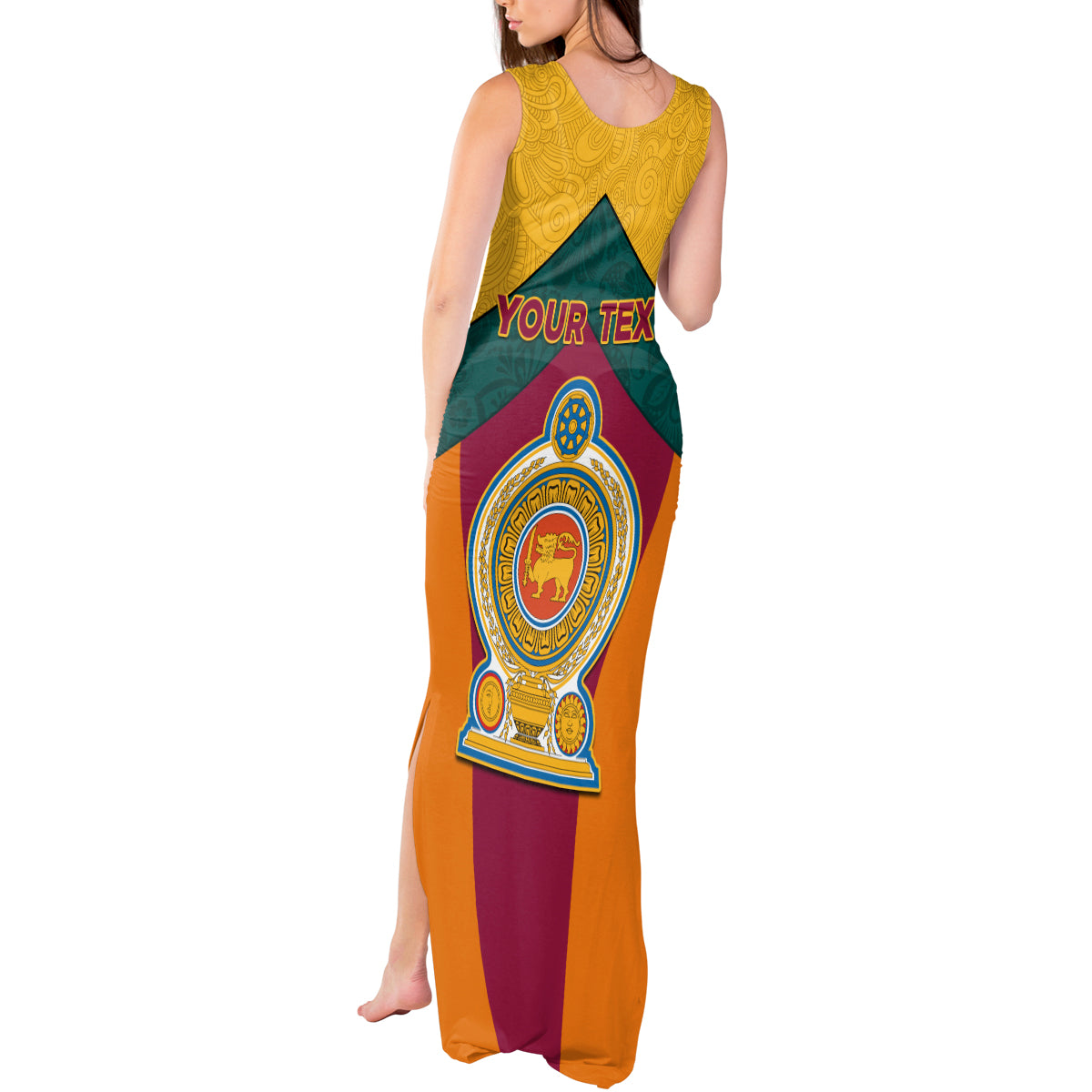 Sri Lanka Independence Day Tank Maxi Dress Golden Lion Sinha Flag Style - Wonder Print Shop