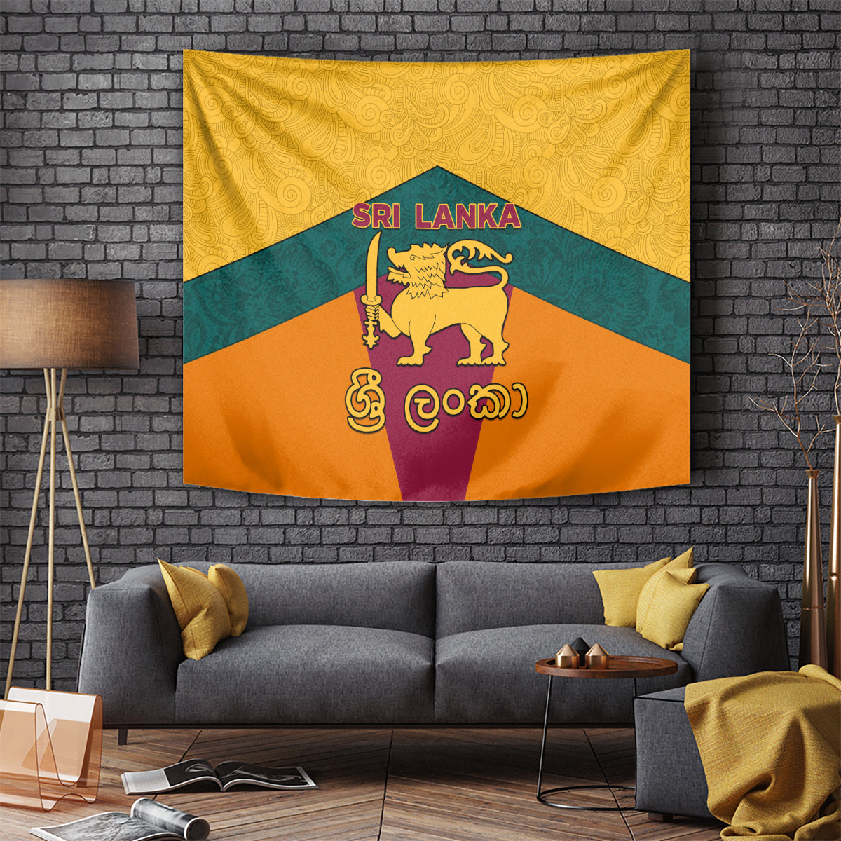 Sri Lanka Independence Day Tapestry Golden Lion Sinha Flag Style - Wonder Print Shop