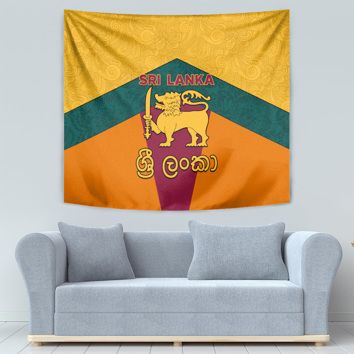 Sri Lanka Independence Day Tapestry Golden Lion Sinha Flag Style - Wonder Print Shop