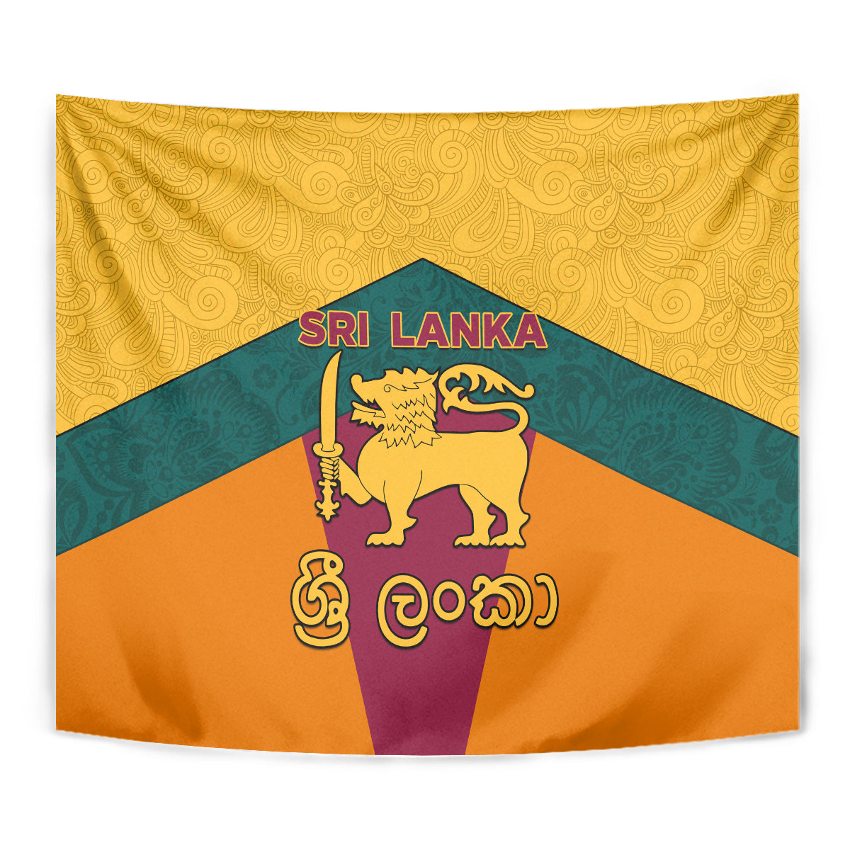 Sri Lanka Independence Day Tapestry Golden Lion Sinha Flag Style - Wonder Print Shop