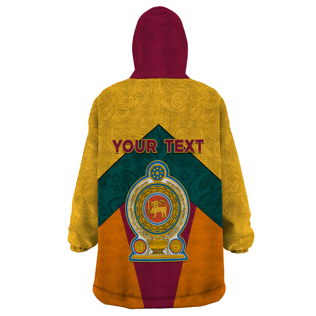 Sri Lanka Independence Day Wearable Blanket Hoodie Golden Lion Sinha Flag Style - Wonder Print Shop